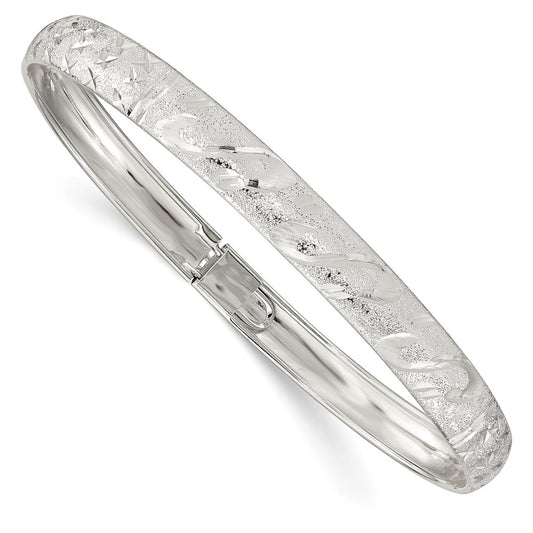 Sterling Silver 6.5mm Diamond-Cut Flexible Bangle