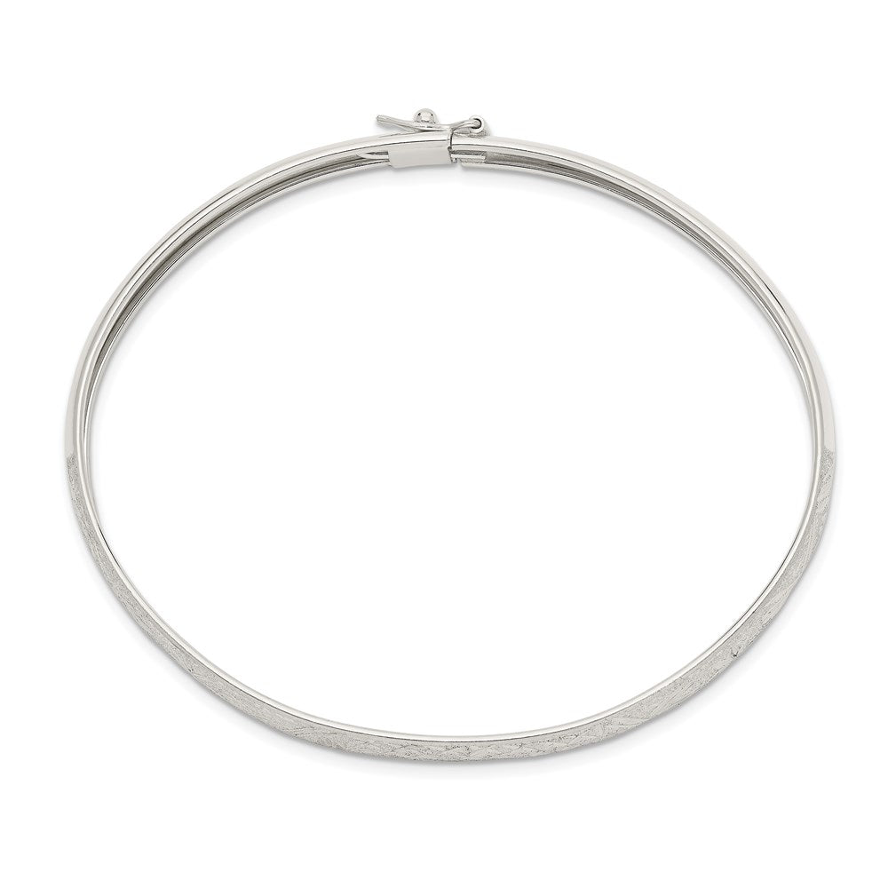 Sterling Silver 6.5mm Laser And Diamond-Cut Flexible Bangle