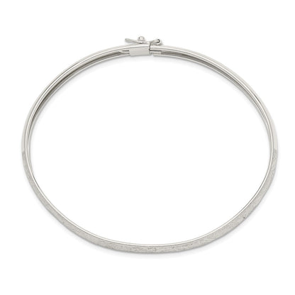 Sterling Silver 6.5mm Laser And Diamond-Cut Flexible Bangle