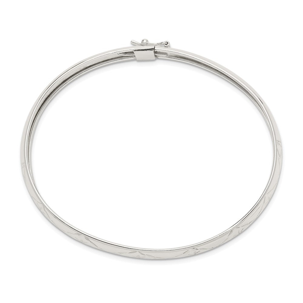 Sterling Silver 7mm Diamond-Cut Flexible Bangle
