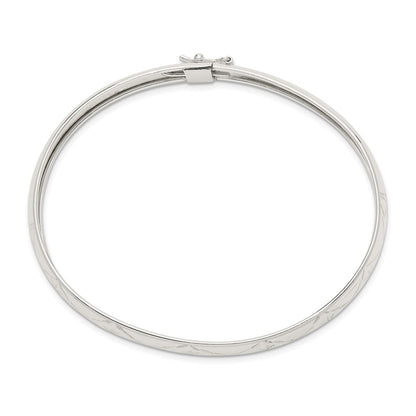 Sterling Silver 7mm Diamond-Cut Flexible Bangle