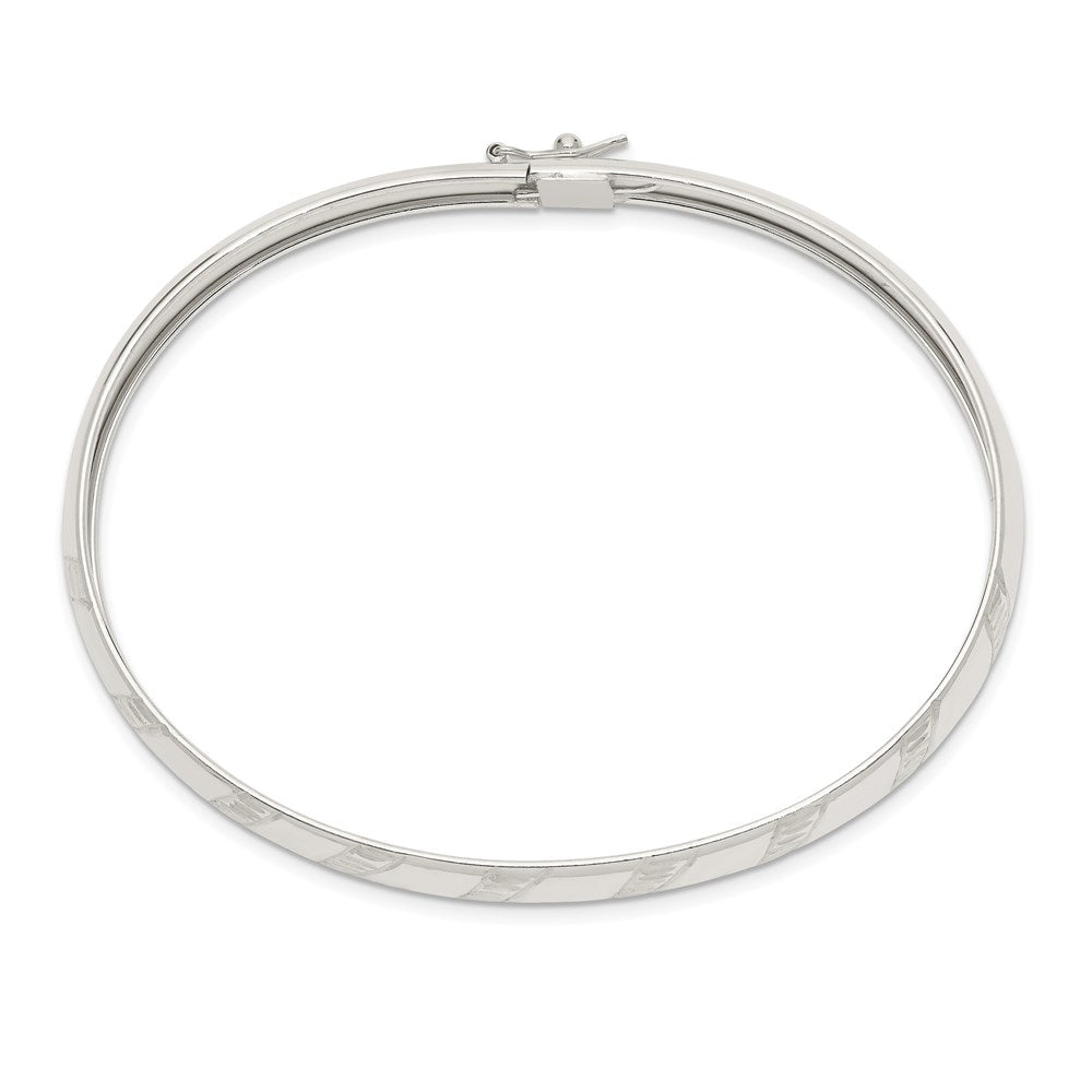 Sterling Silver 7mm Diamond-Cut Flexible Bangle