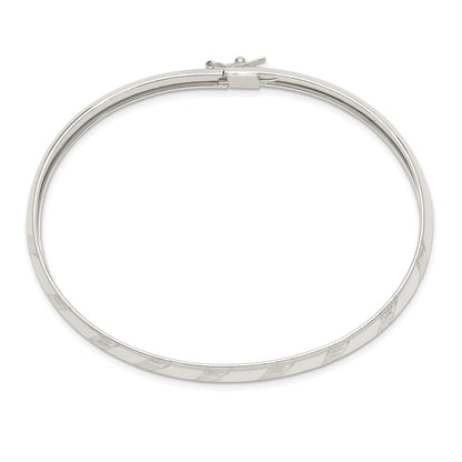 Sterling Silver 7mm Diamond-Cut Flexible Bangle