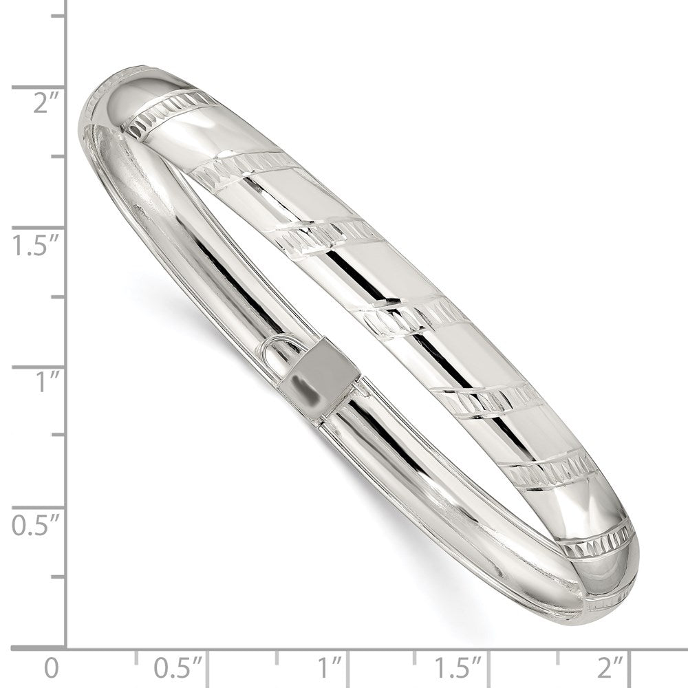 Sterling Silver 7mm Diamond-Cut Flexible Bangle
