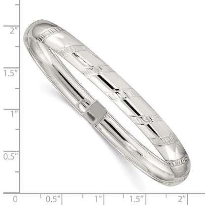 Sterling Silver 7mm Diamond-Cut Flexible Bangle