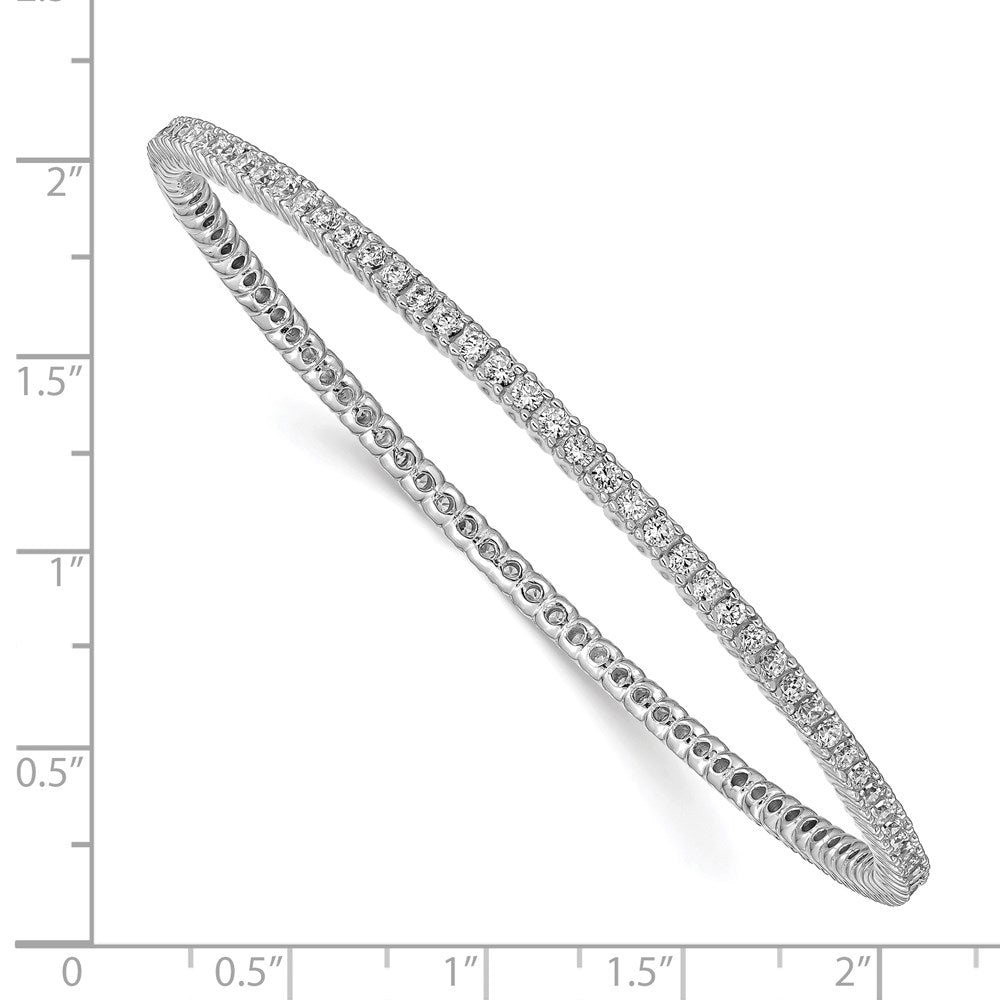 Sterling Silver Shimmer Rhodium-Plated 93 Stone Cz Bangle Bracelet