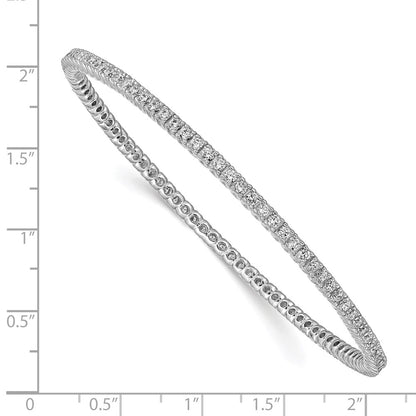 Sterling Silver Shimmer Rhodium-Plated 93 Stone Cz Bangle Bracelet