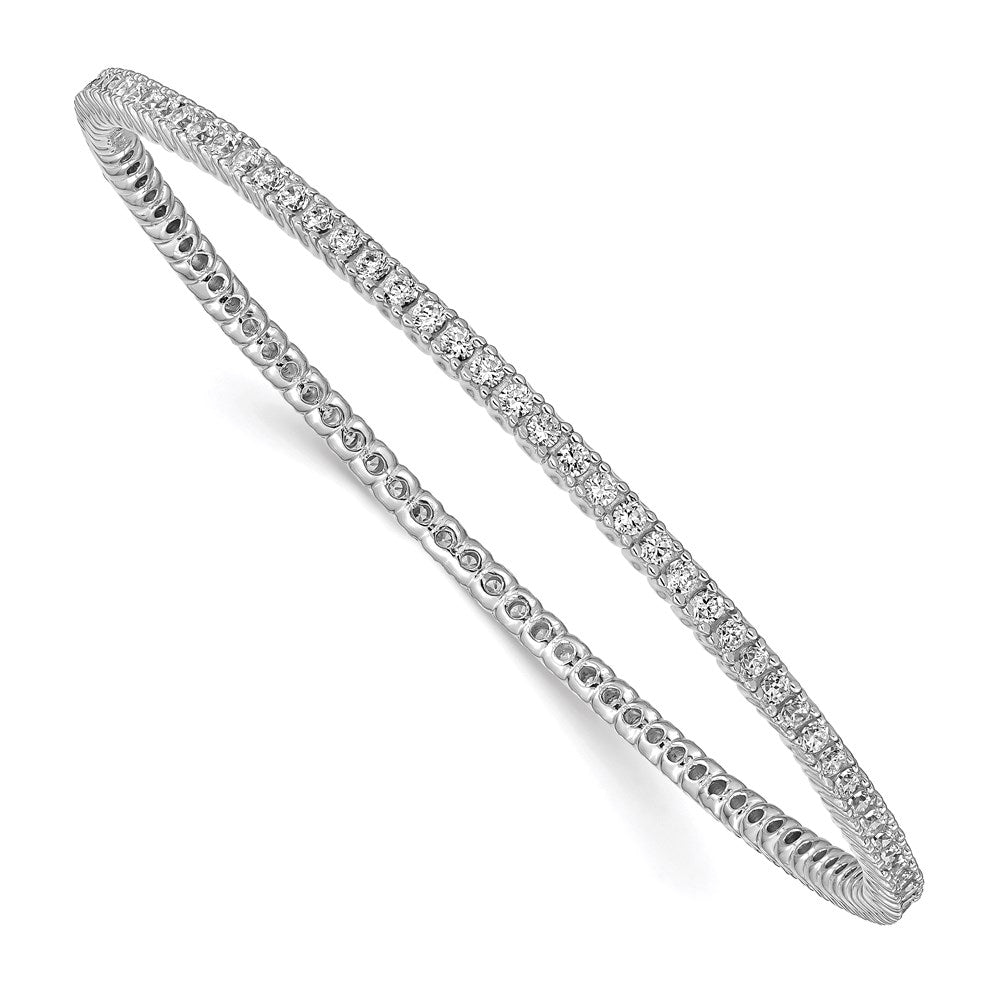 Sterling Silver Shimmer Rhodium-Plated 93 Stone Cz Bangle Bracelet