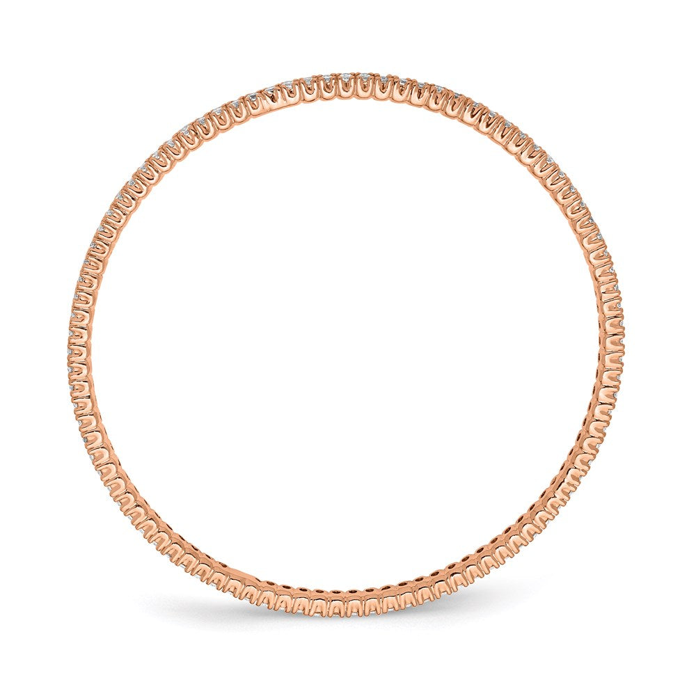 Sterling Silver Shimmer Rose-Tone Flash Rose Gold-Plated 93 Stone Cz Bangle Bracelet