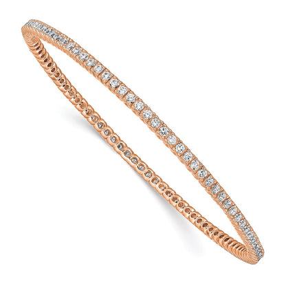 Sterling Silver Shimmer Rose-Tone Flash Rose Gold-Plated 93 Stone Cz Bangle Bracelet