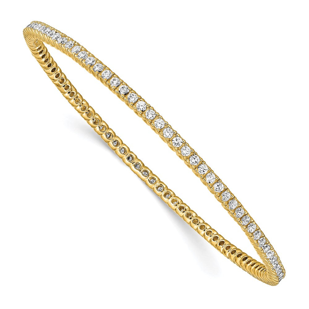 Sterling Silver Shimmer Gold-Tone Flash Gold-Plated 93 Stone Cz Bangle Bracelet