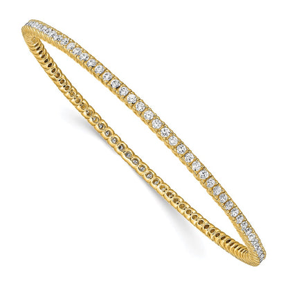 Sterling Silver Shimmer Gold-Tone Flash Gold-Plated 93 Stone Cz Bangle Bracelet
