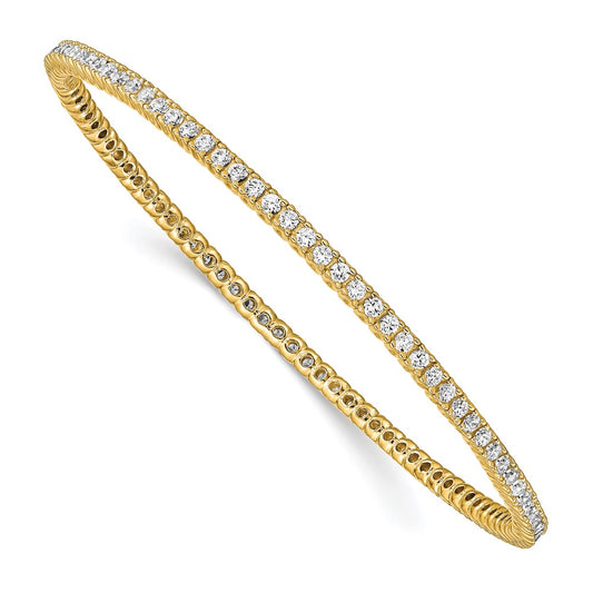 Sterling Silver Shimmer Gold-Tone Flash Gold-Plated 93 Stone Cz Bangle Bracelet