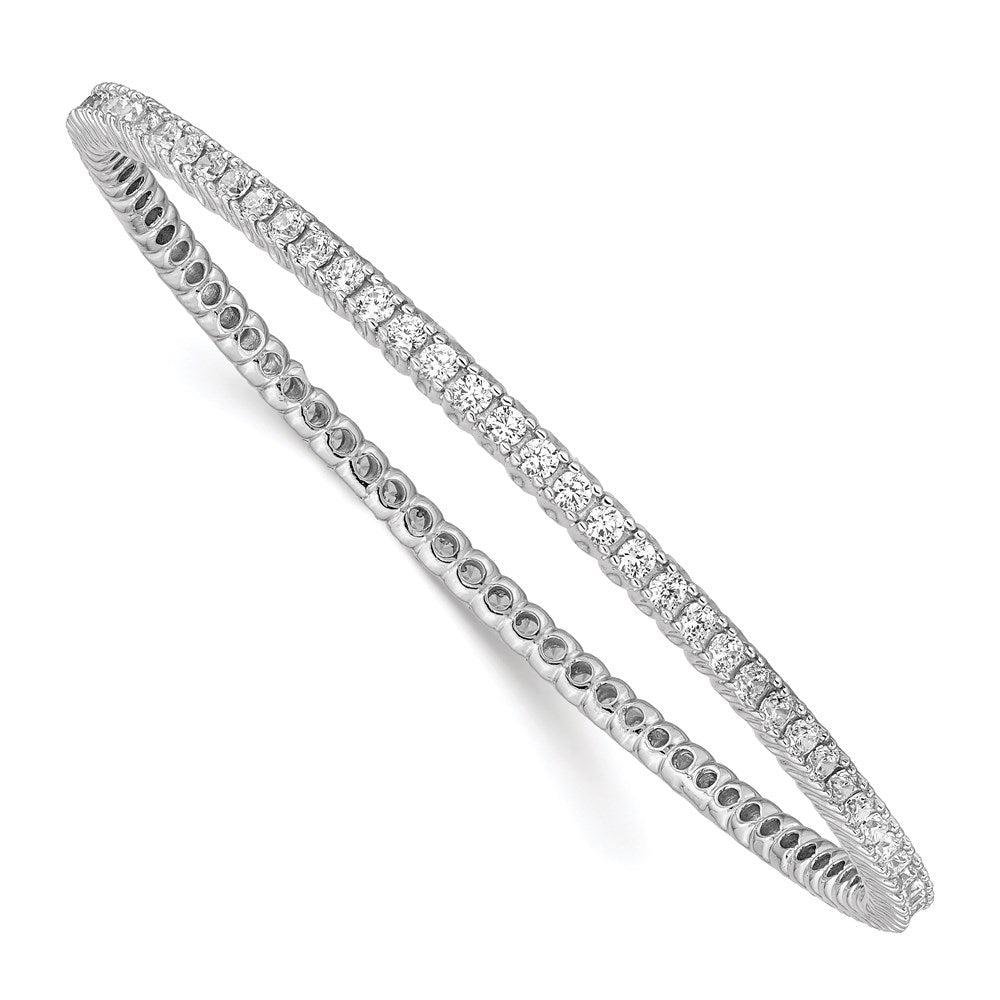Sterling Silver Shimmer Rhodium-Plated 83 Stone Cz Bangle Bracelet