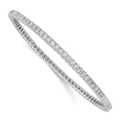 Sterling Silver Shimmer Rhodium-Plated 83 Stone Cz Bangle Bracelet