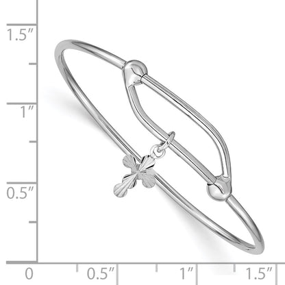 Sterling Silver Rh-Plated Polished & D/C Cross Adjustable Baby Bangle