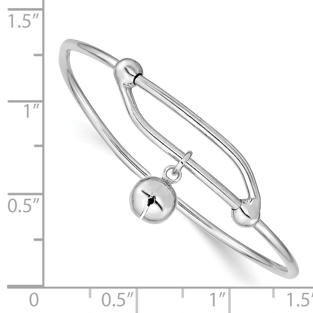 Sterling Silver Rhodium-Plated Polished Jingle Bell Adjustable Baby Bangle