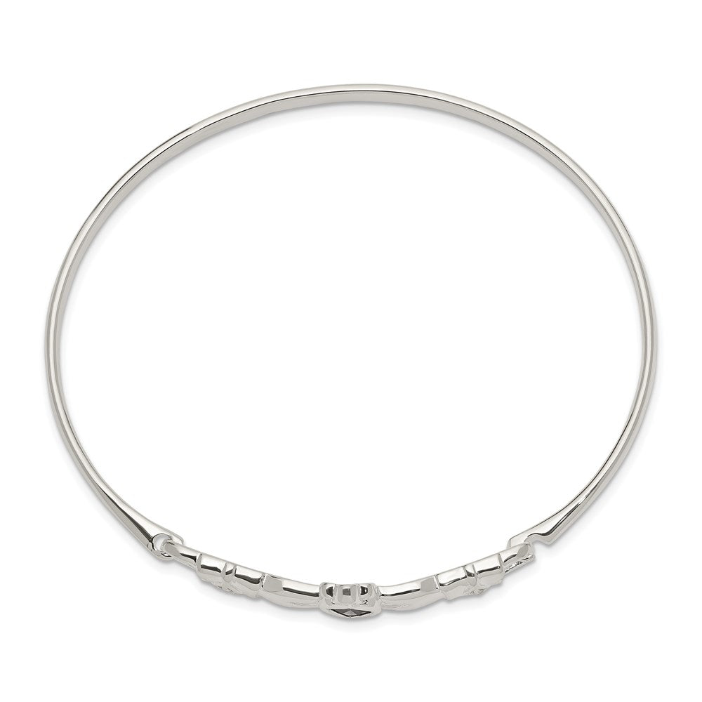 Sterling Silver Purple Cz Claddagh Bangle