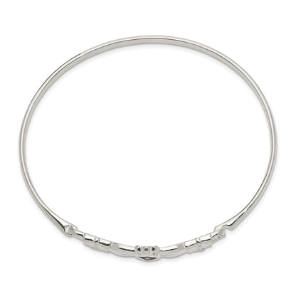 Sterling Silver Purple Cz Claddagh Bangle