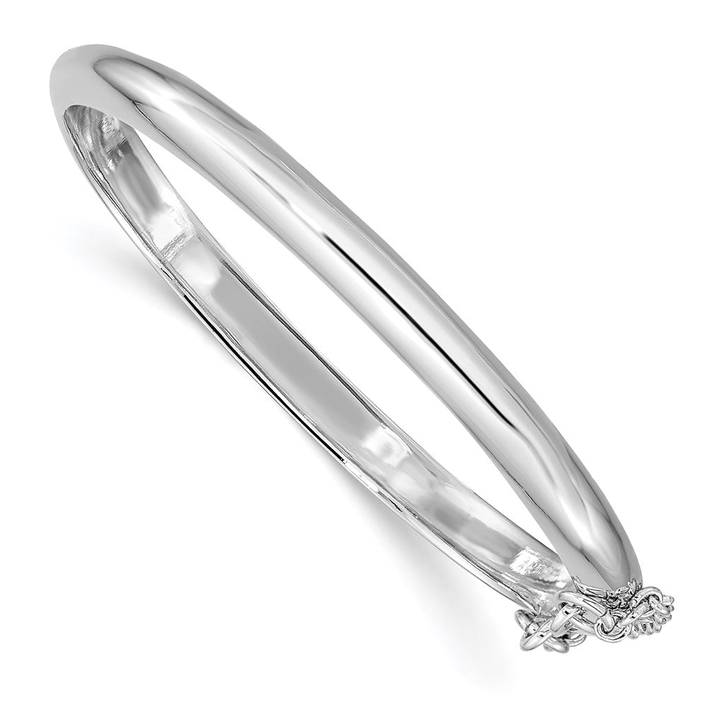 Sterling Silver Rh-Plated Polished 4mm W/ Safety Hinged Children'S Bangle