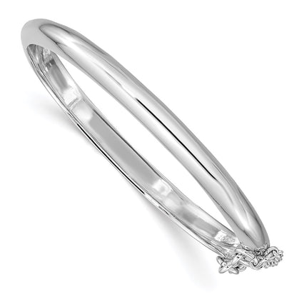 Sterling Silver Rh-Plated Polished 4mm W/ Safety Hinged Children'S Bangle