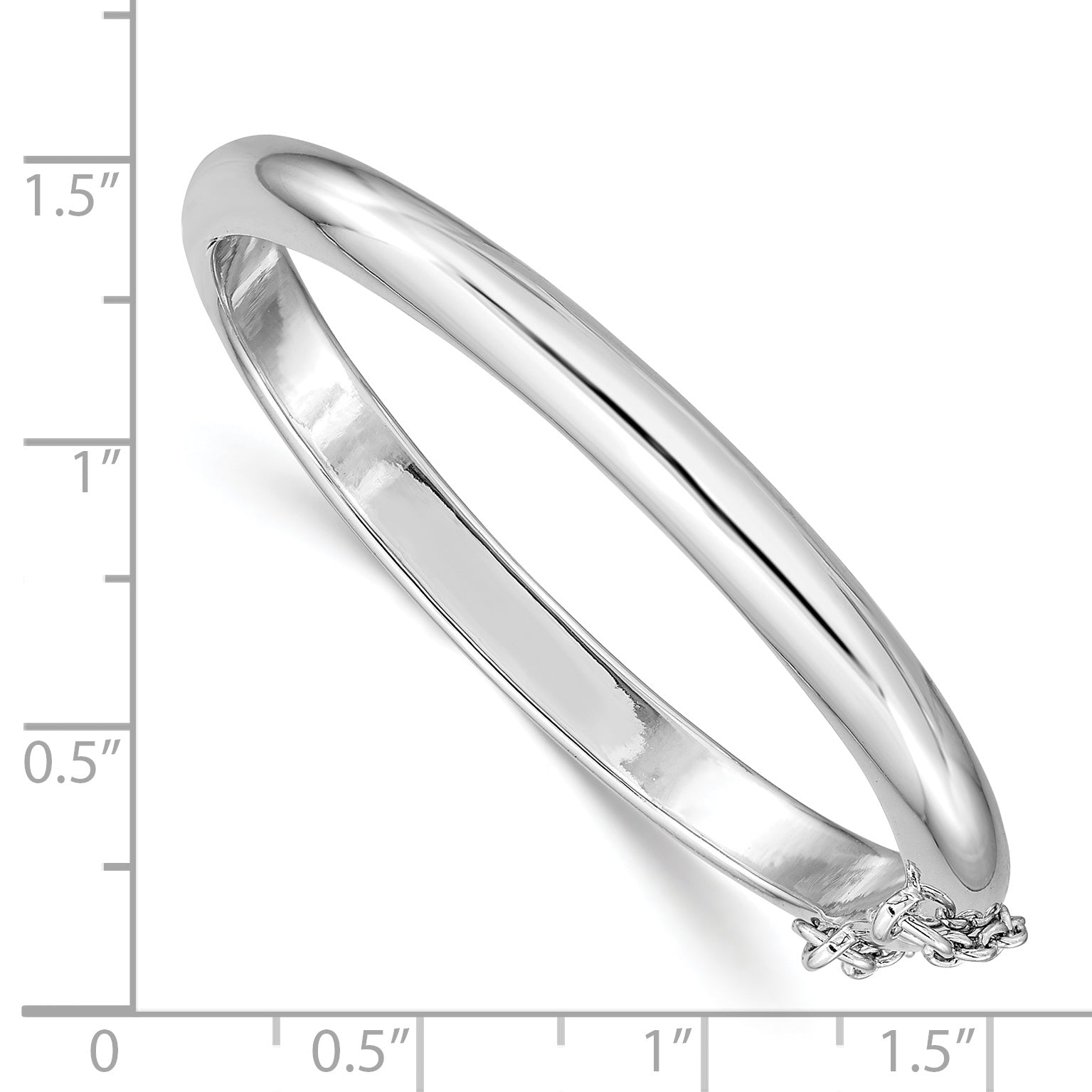 Sterling Silver Rh-Plated Polished 5mm W/ Safety Hinged Children'S Bangle