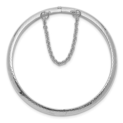 Sterling Silver Rhodium-Plated Polished & Diamond-Cut 4mm With Safety Clasp Hinged Children'S Bangle