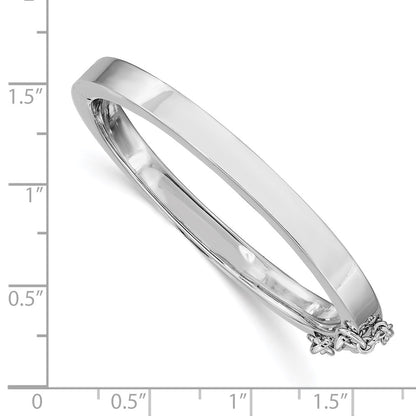 Sterling Silver Rh-Plated Polished 4mm W/ Safety Hinged Children'S Bangle