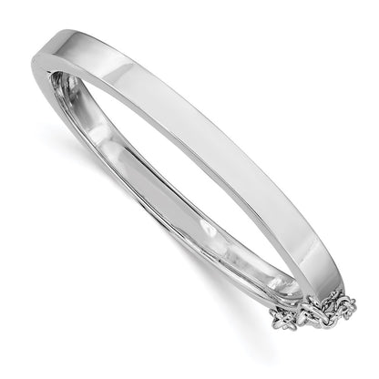 Sterling Silver Rh-Plated Polished 4mm W/ Safety Hinged Children'S Bangle