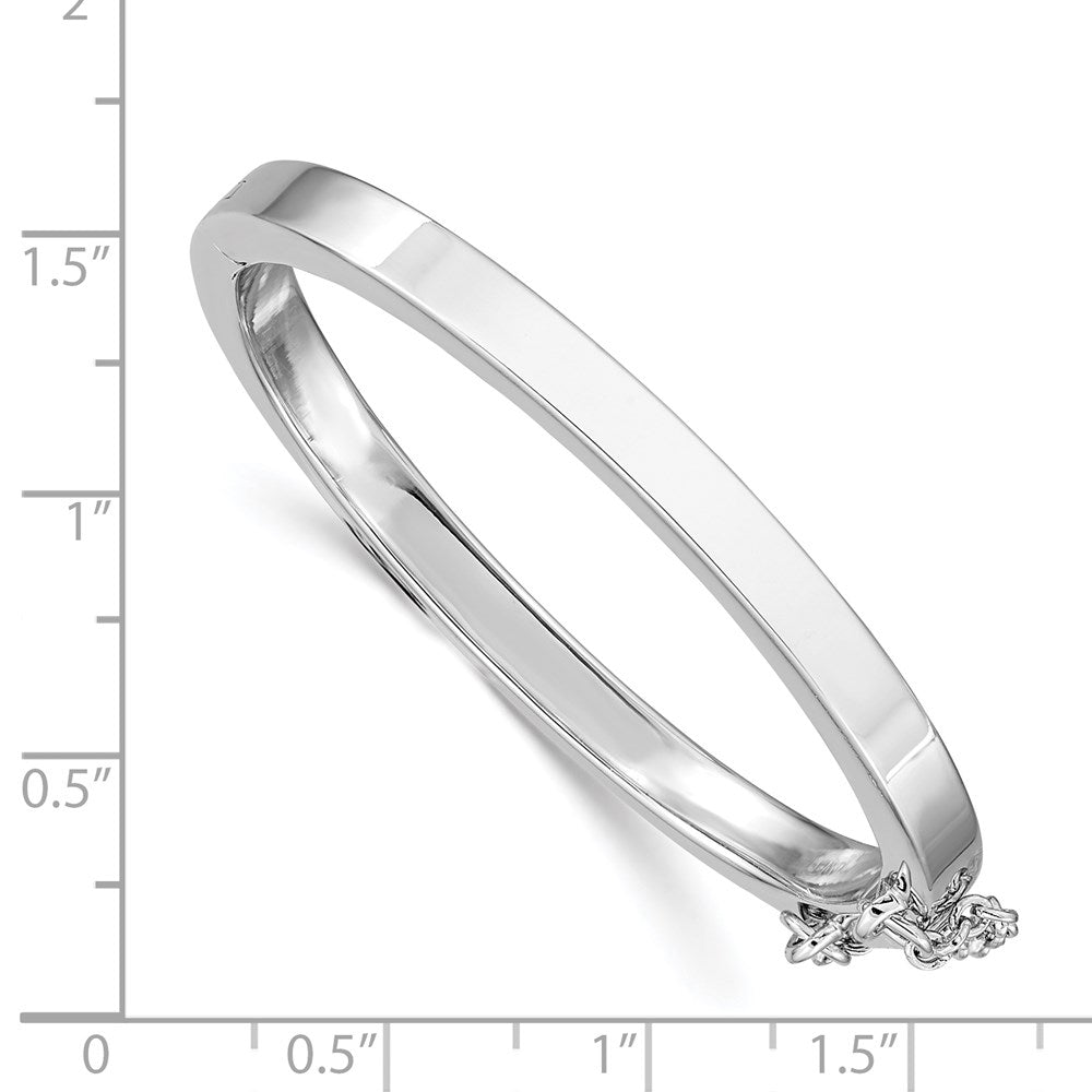 Sterling Silver Rh-Plated Polished 4mm W/ Safety Hinged Children'S Bangle