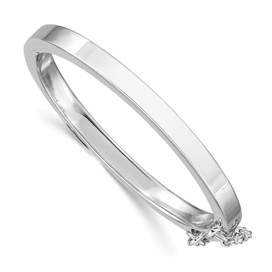 Sterling Silver Rh-Plated Polished 4mm W/ Safety Hinged Children'S Bangle