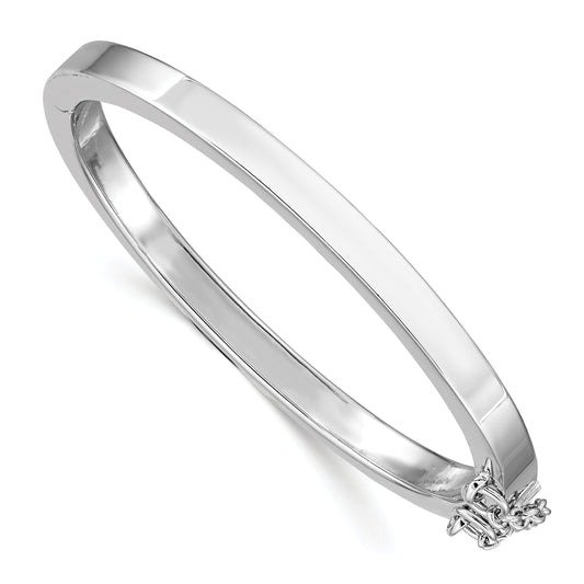 Sterling Silver Rh-Plated Polished 4mm W/ Safety Hinged Children'S Bangle