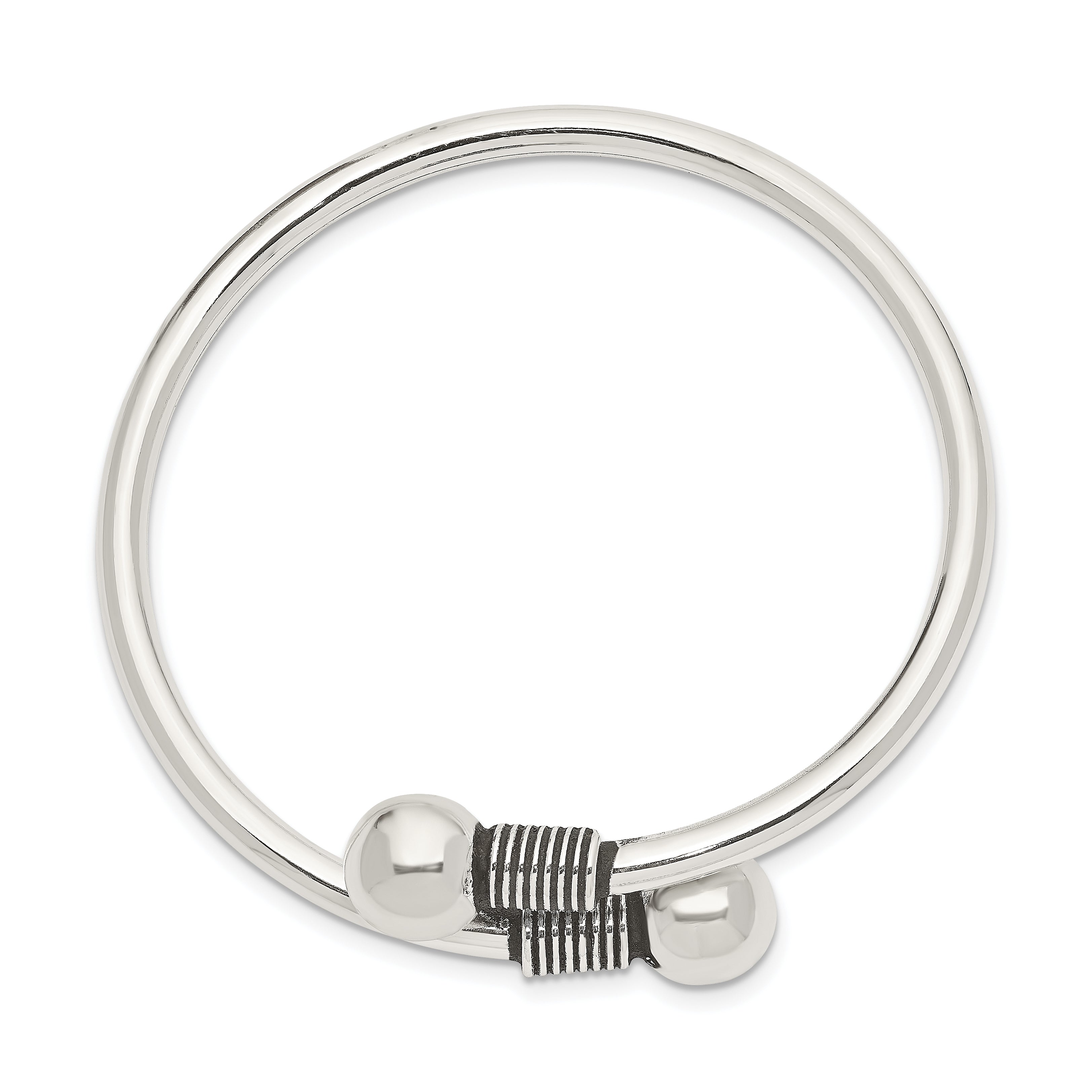 Sterling Silver Polished & Antiqued 3mm Children'S Cuff Bangle