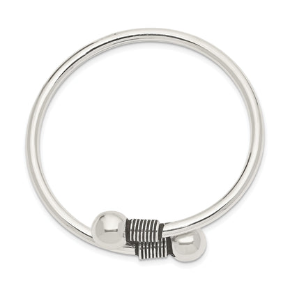 Sterling Silver Polished & Antiqued 3mm Children'S Cuff Bangle