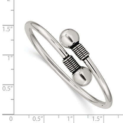Sterling Silver Polished & Antiqued 3mm Children'S Cuff Bangle