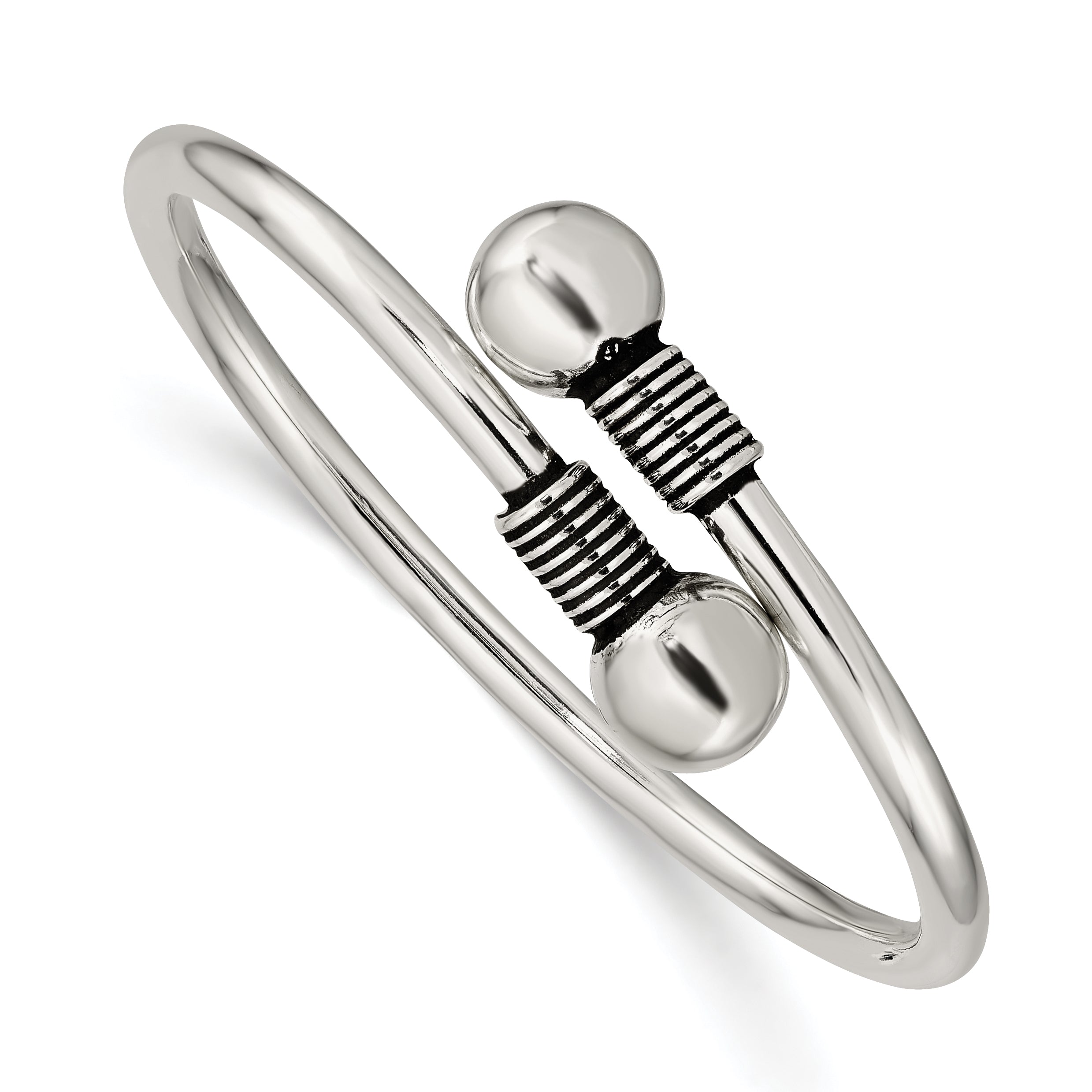 Sterling Silver Polished & Antiqued 3mm Children'S Cuff Bangle