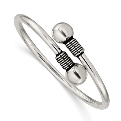 Sterling Silver Polished & Antiqued 3mm Children'S Cuff Bangle