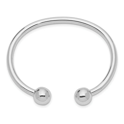 Sterling Silver Rhodium-Plated Polished 3mm Children'S Cuff Bangle