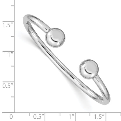 Sterling Silver Rhodium-Plated Polished 3mm Children'S Cuff Bangle