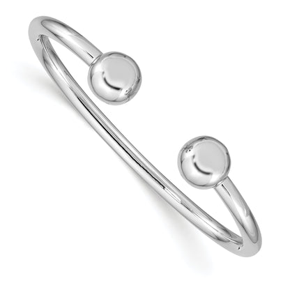 Sterling Silver Rhodium-Plated Polished 3mm Children'S Cuff Bangle