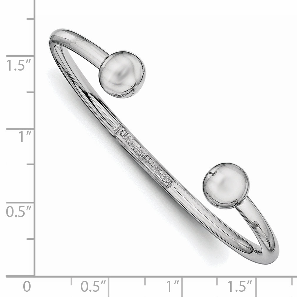 Sterling Silver Rhodium-Plated Polished 3mm Children'S Cuff Bangle
