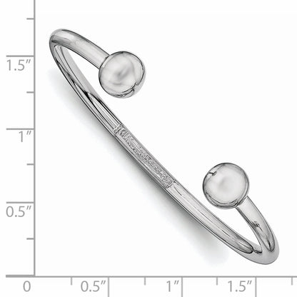 Sterling Silver Rhodium-Plated Polished 3mm Children'S Cuff Bangle