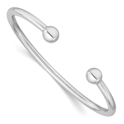 Sterling Silver Rhodium-Plated Polished 3mm Children'S Cuff Bangle