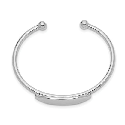 Sterling Silver Rhodium-Plated Polished Id Children'S Cuff Bangle