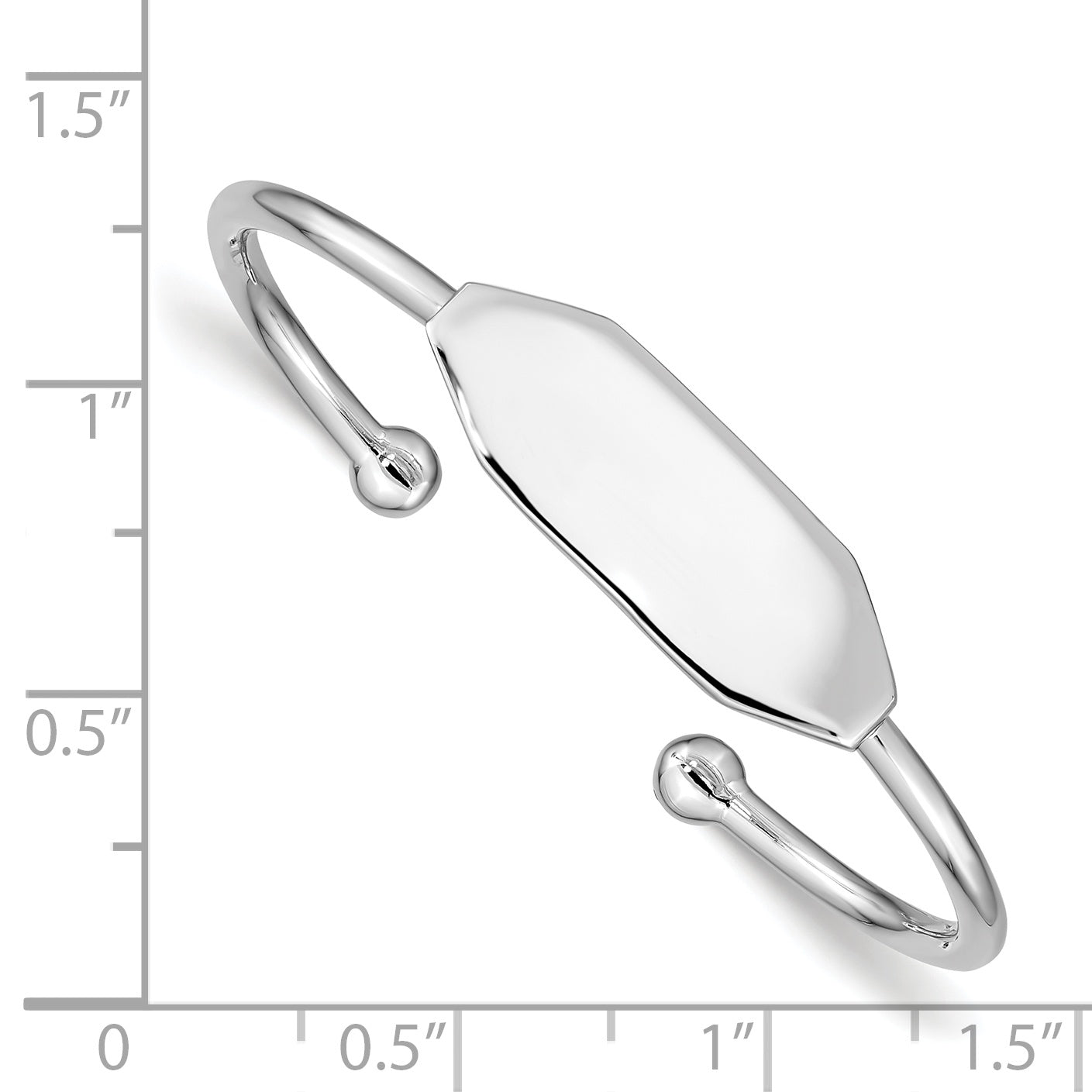 Sterling Silver Rhodium-Plated Polished Id Children'S Cuff Bangle