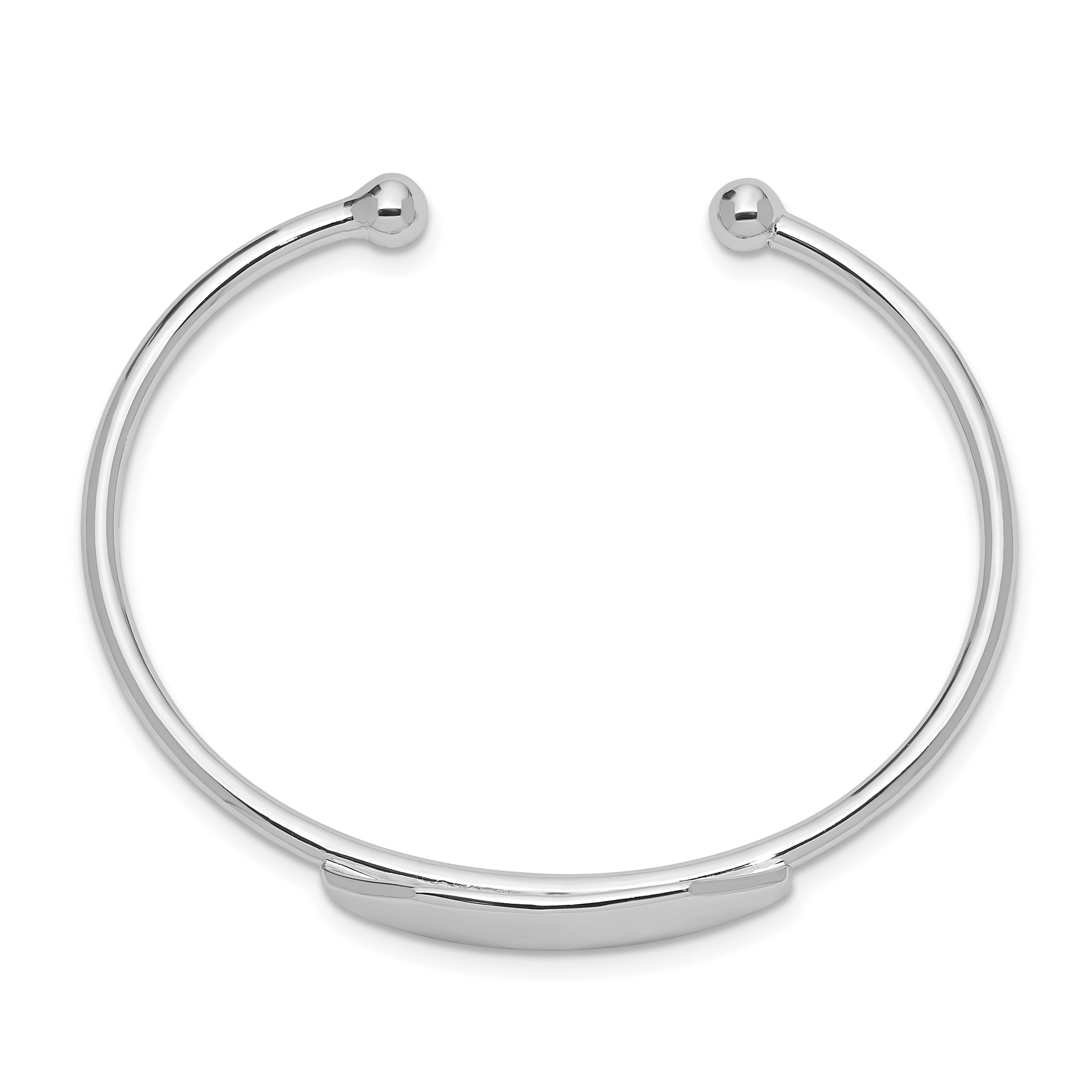 Sterling Silver Rhodium-Plated Polished Id Children'S Cuff Bangle