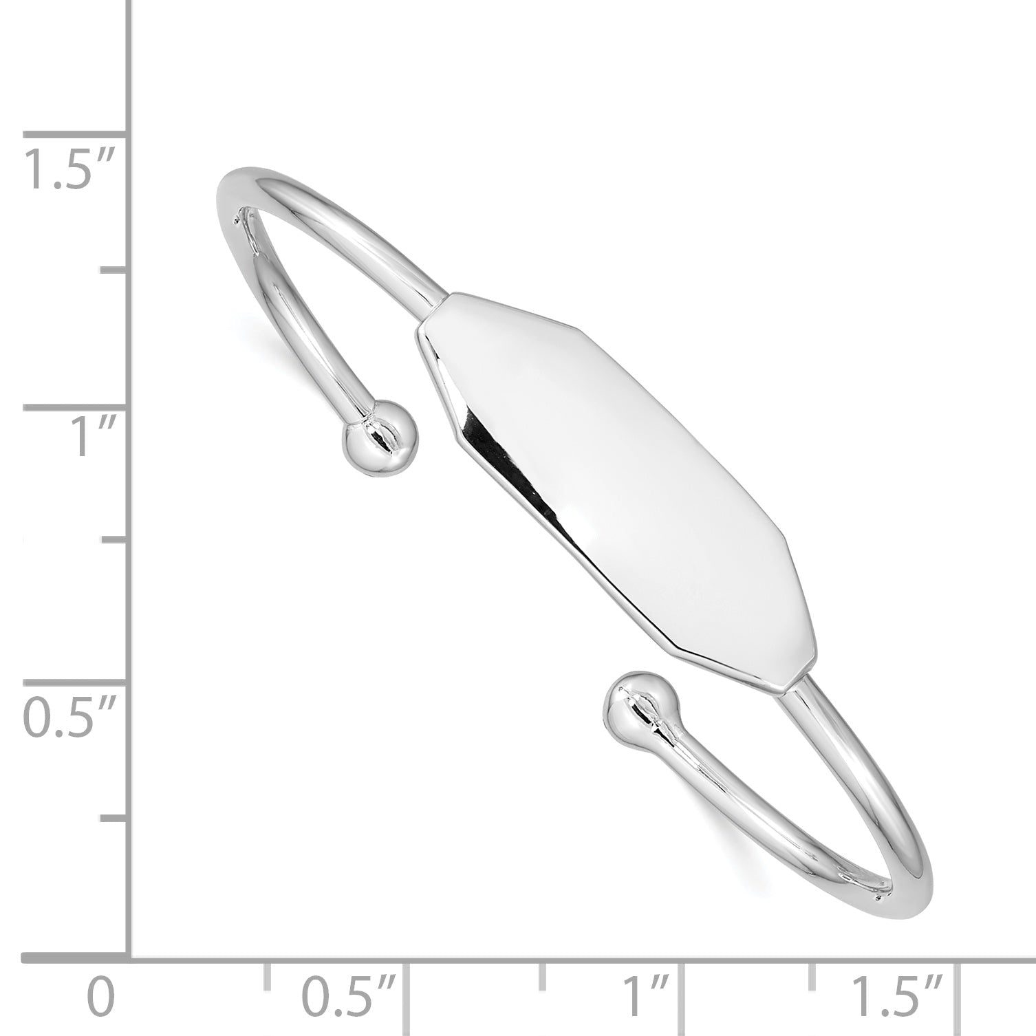 Sterling Silver Rhodium-Plated Polished Id Children'S Cuff Bangle