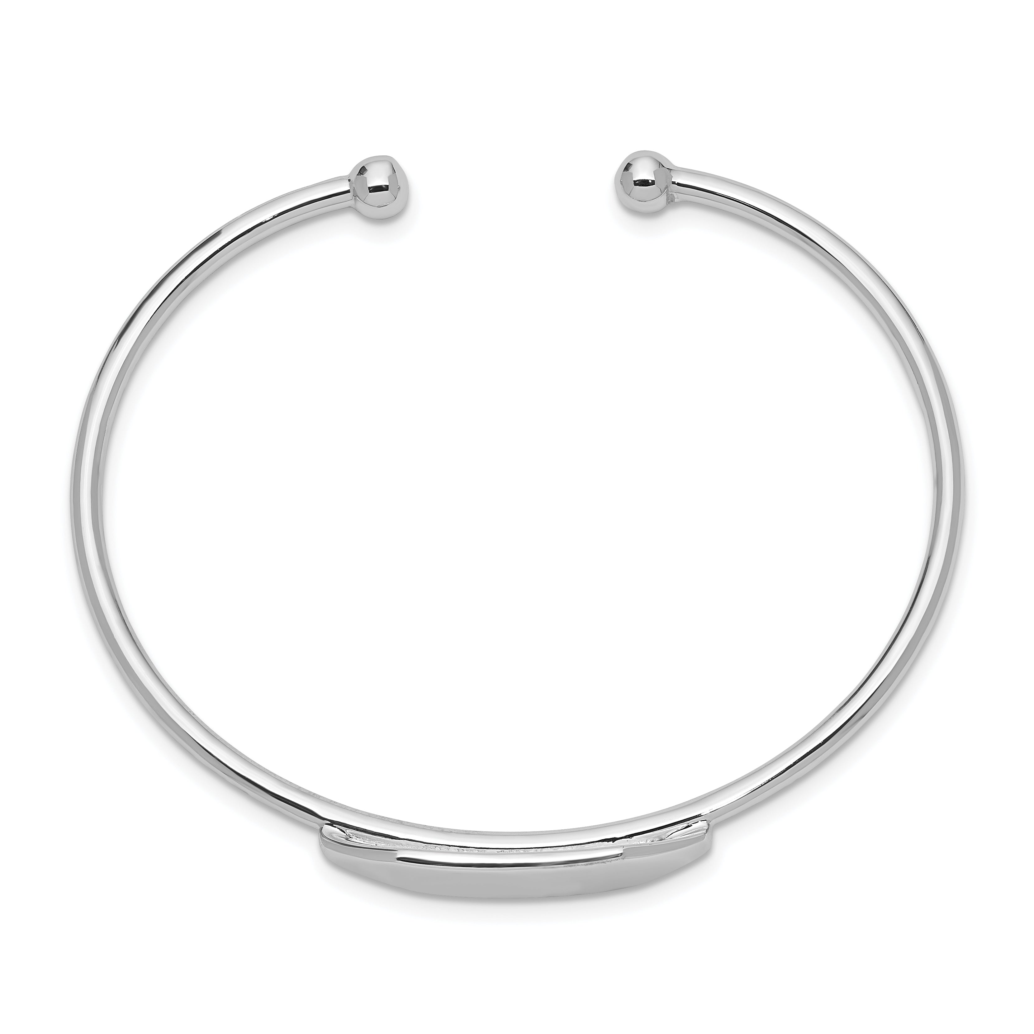 Sterling Silver Rhodium-Plated Polished Id Children'S Cuff Bangle