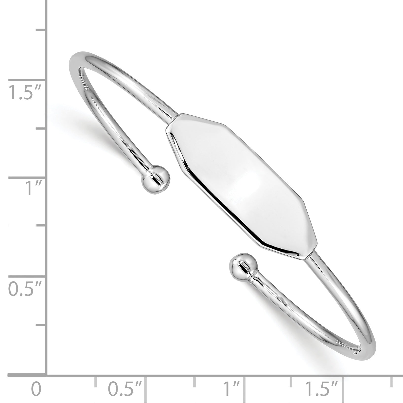 Sterling Silver Rhodium-Plated Polished Id Children'S Cuff Bangle