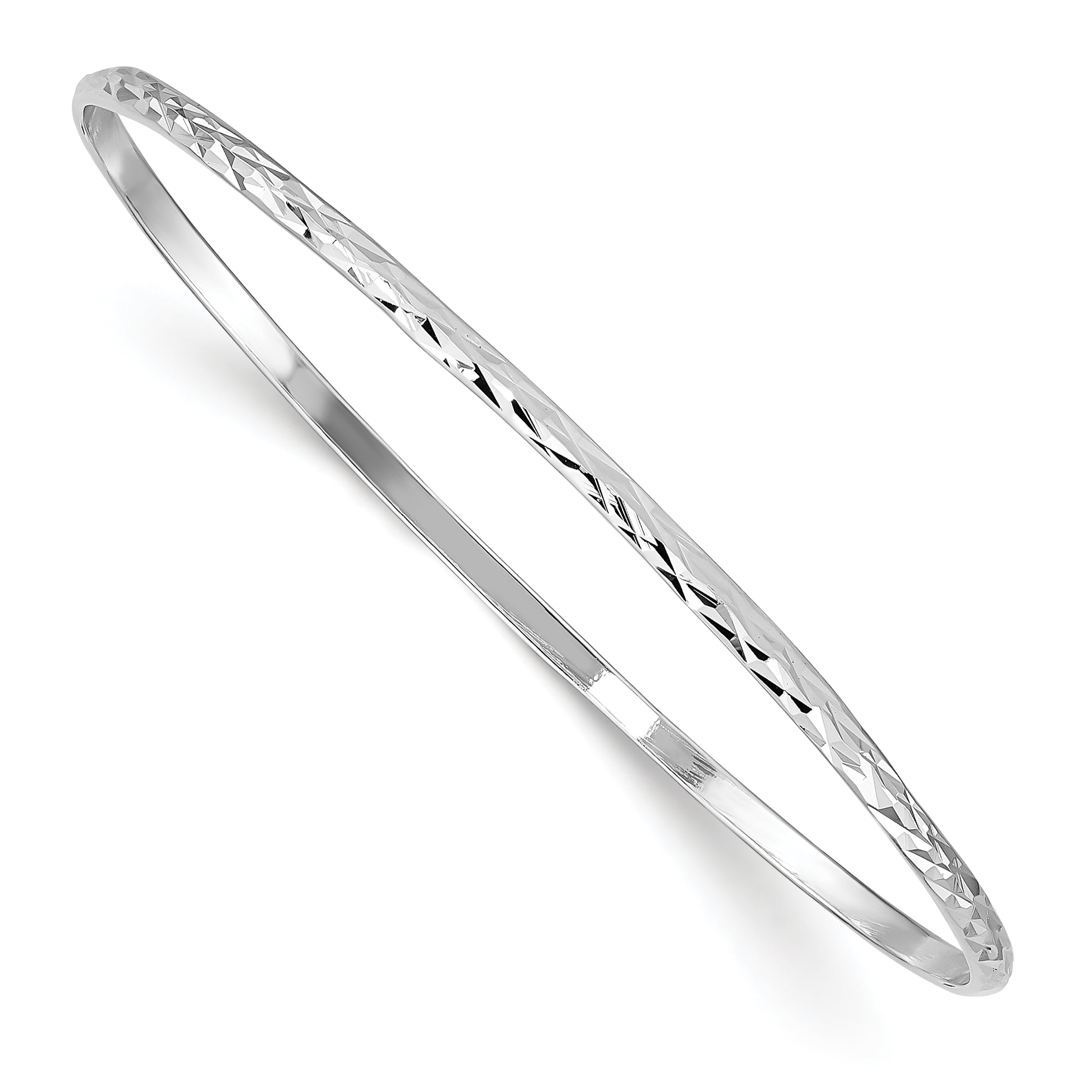 Sterling Silver Rh-Plated Polished & D/C 2mm Slip On Children'S Bangle